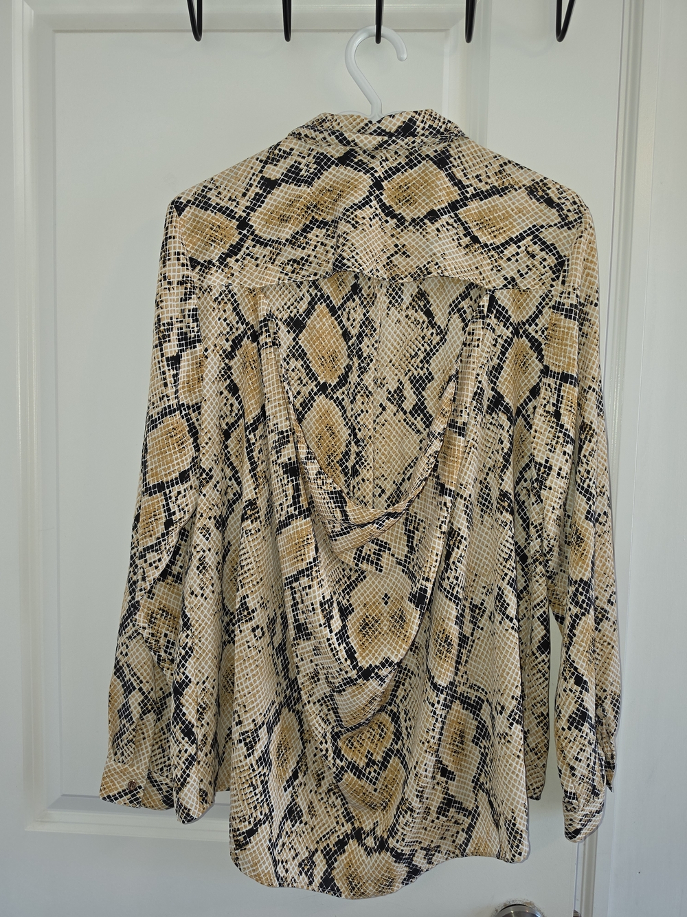Worthington Beige and Black Snake Print Button-Up Shirt - Picture 2 of 2